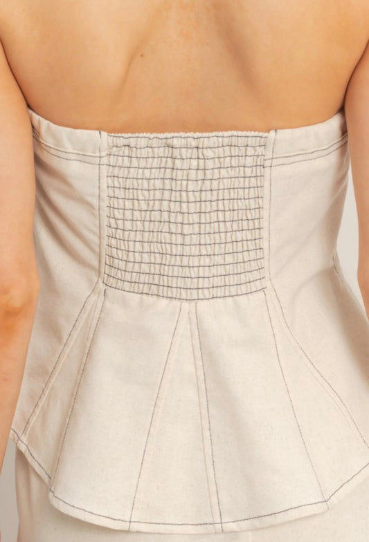 Ivory denim tube top