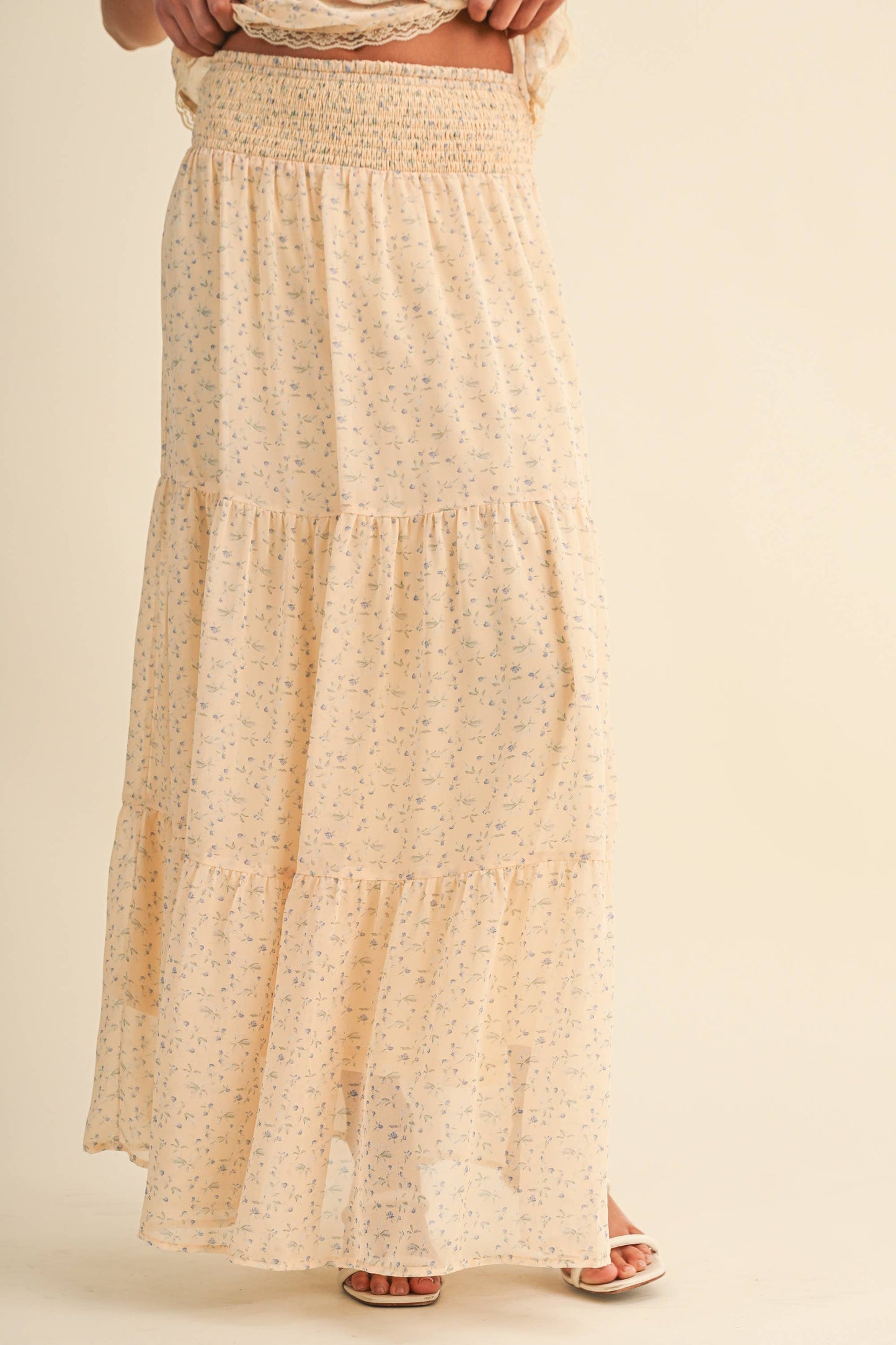 Golden hour smocked top and skirt set