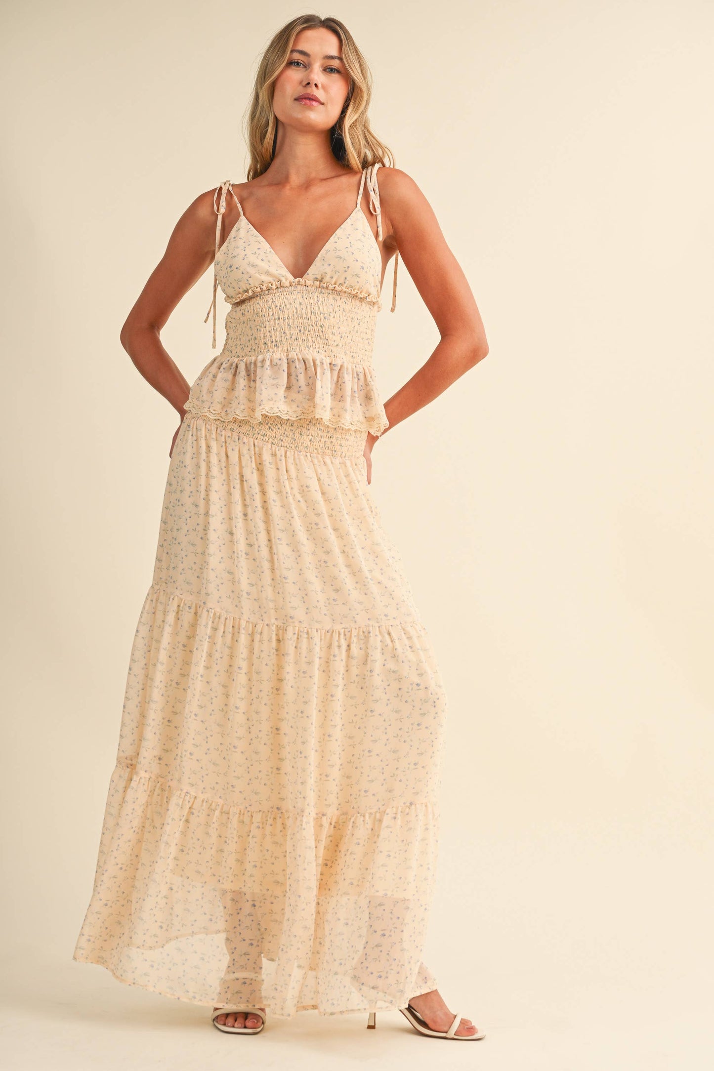 Golden hour smocked top and skirt set