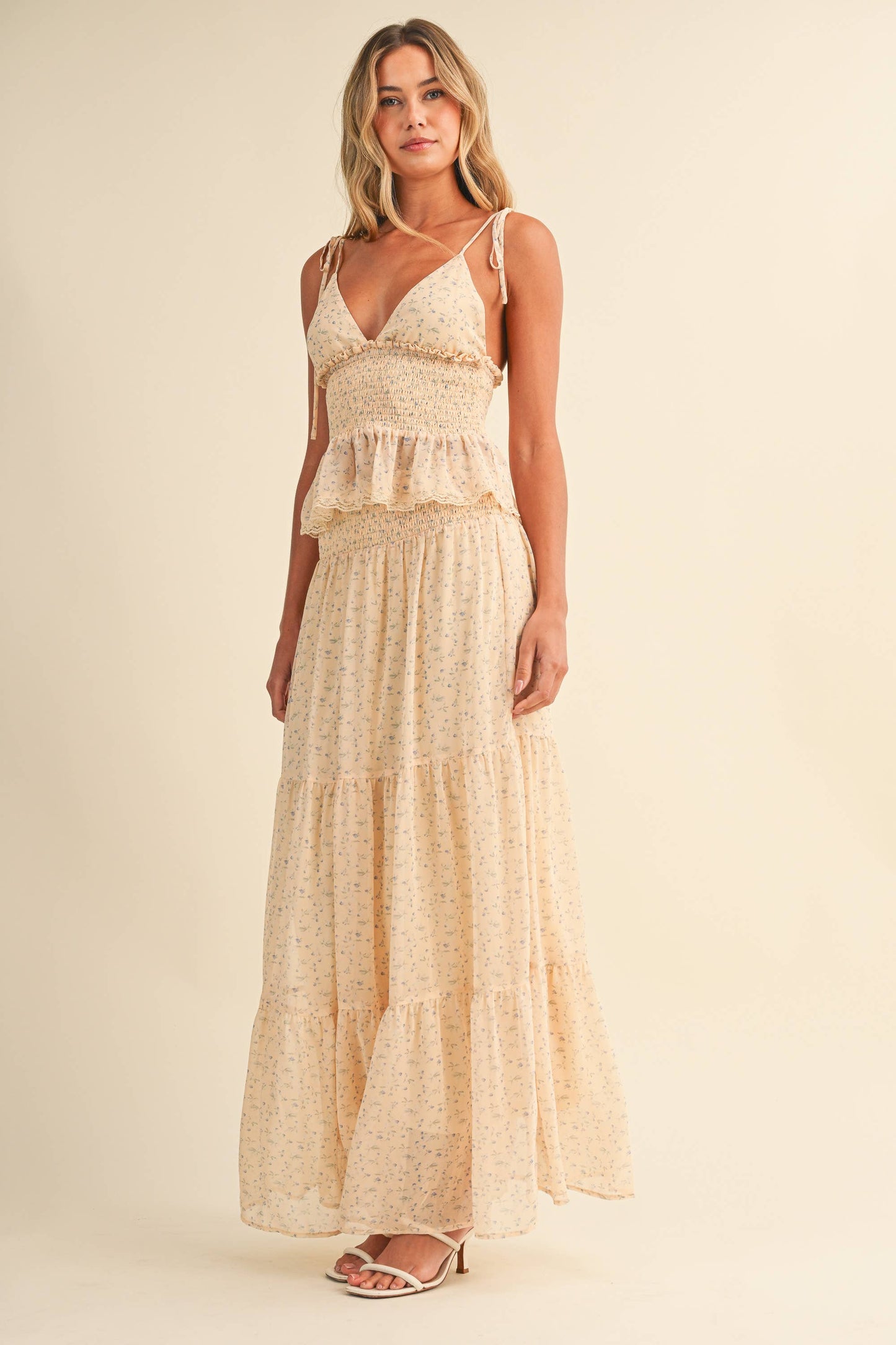 Golden hour smocked top and skirt set