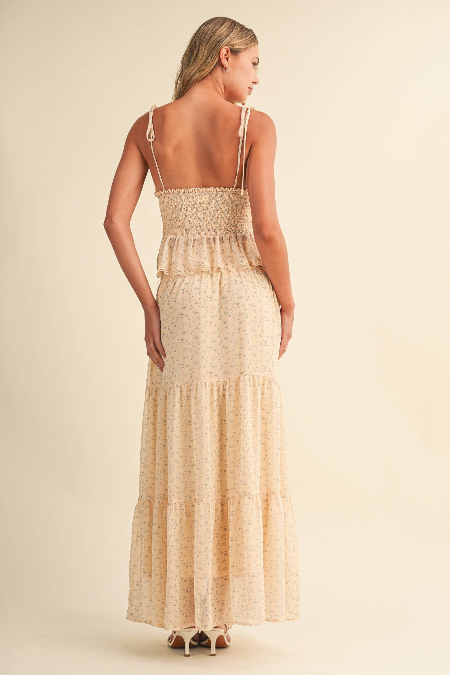 Golden hour smocked top and skirt set